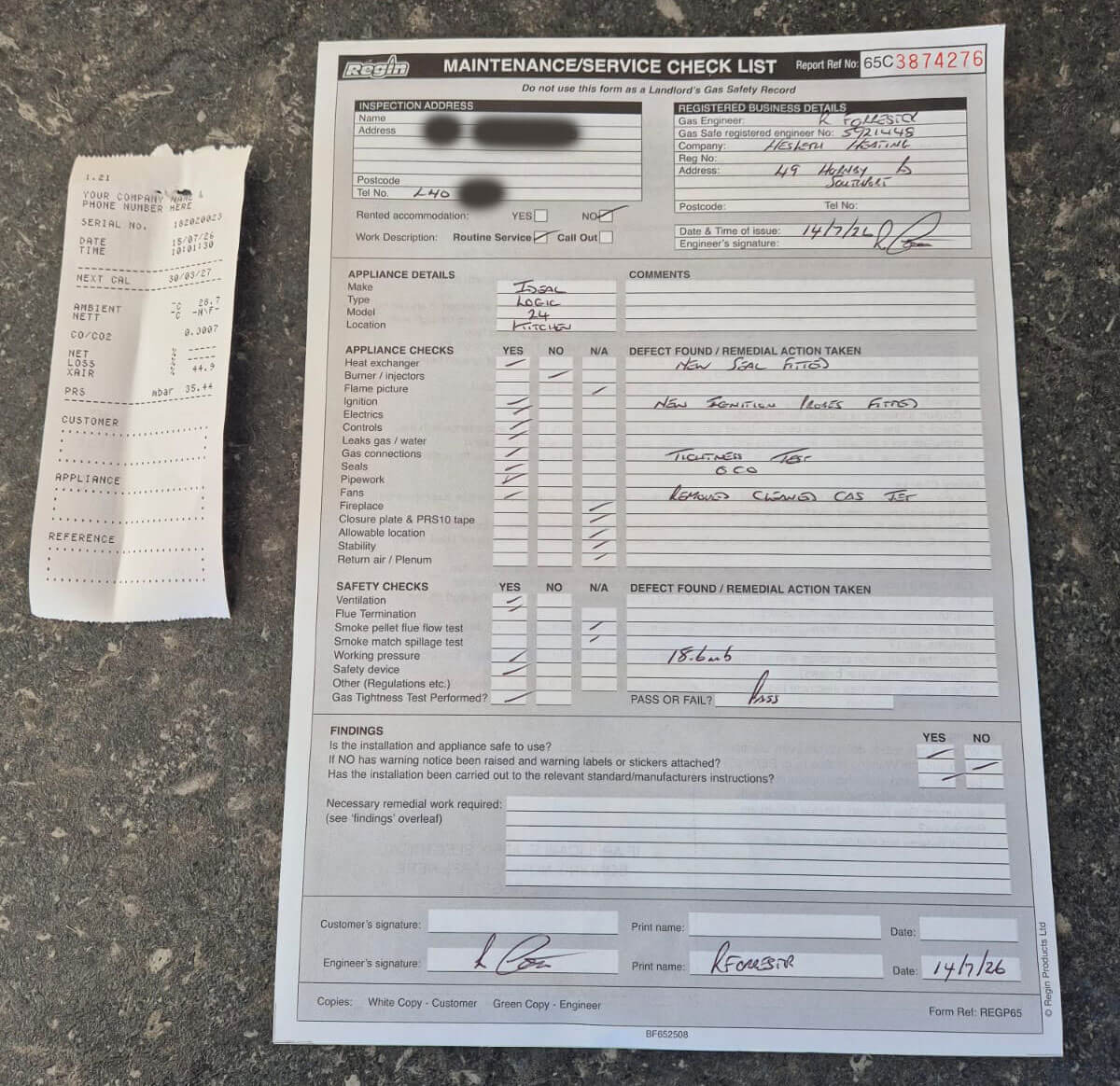 gas-maintenance-service-checklist